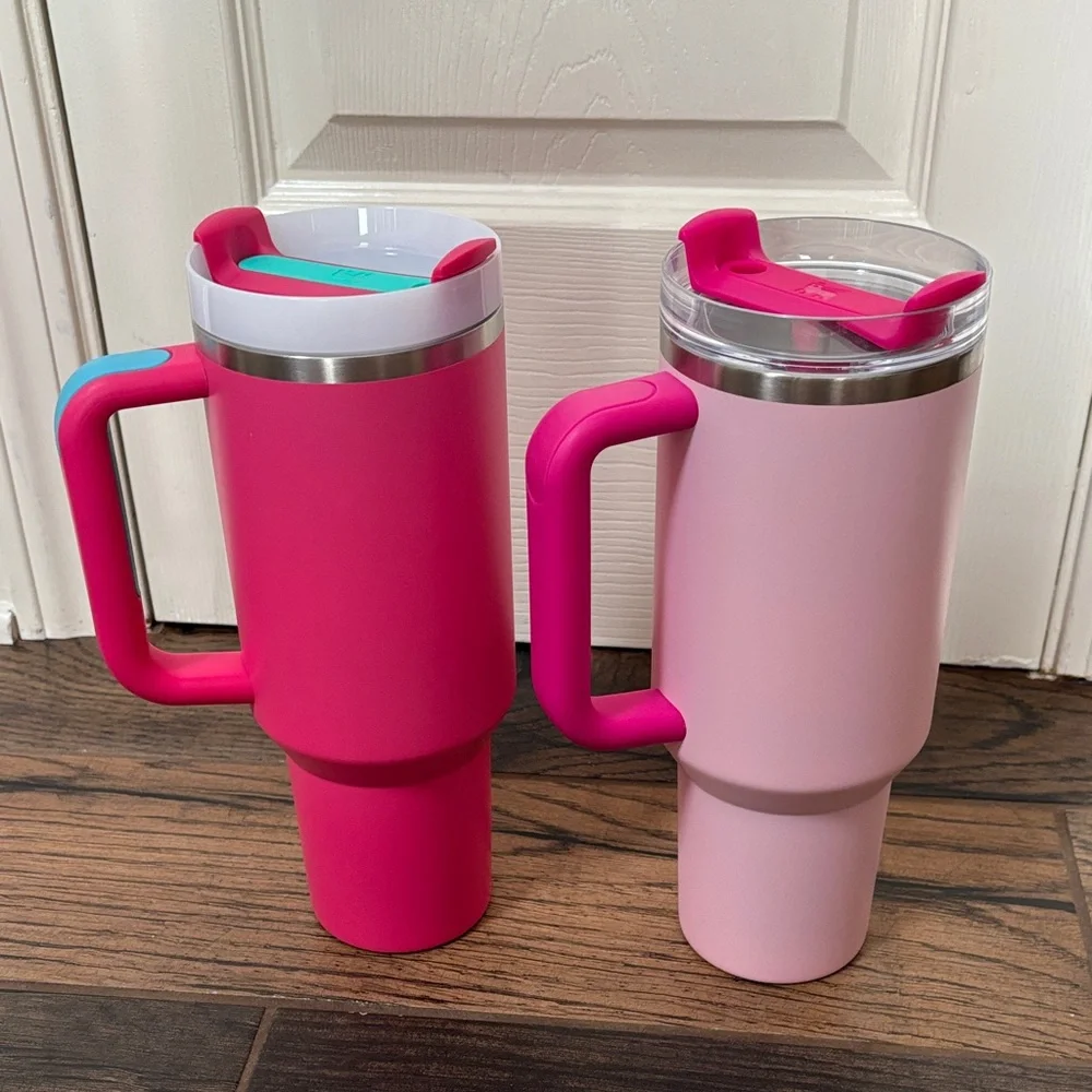 Stanley Pink & Light Pink Travel Mugs with Hot Pink Handles 40 oz. - Picture 5 of 5